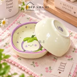 [ BepNhaRi ] Bộ Bát Đĩa Gốm Sứ Họa Tiết Măng Cụt CƠ BẢN - Gốm Sứ Cao Cấp Độc Đáo, Sang Trọng Cho Bàn Ăn Gia Đình 8