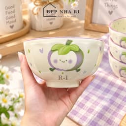 [ BepNhaRi ] Bộ Bát Đĩa Gốm Sứ Họa Tiết Măng Cụt CƠ BẢN - Gốm Sứ Cao Cấp Độc Đáo, Sang Trọng Cho Bàn Ăn Gia Đình 4