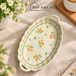 Bộ Bát Đĩa Gốm Sứ Họa Tiết Hoa Cúc Vàng CAO CẤP Dùng Cho Bữa Ăn Gia Đình, Quà Tặng Tân Gia Ý Nghĩa 8