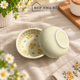 Bộ Bát Đĩa Gốm Sứ Hoa Cúc Vàng CƠ BẢN Dùng Cho Bữa Ăn Gia Đình, Quà Tặng Tân Gia Ý Nghĩa 5