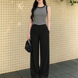 Set Bộ Mặc Nhà Ba Lỗ Mặc Hè Bigsize ESHOP Đồ Bộ Nữ Quần Ống Suông Rộng Chất Thun Gân Tăm Lạnh DB89 6