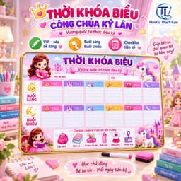 [Tặng 2 bút viết bảng] Bảng Thời Khóa Biểu Cho Bé Viết Xóa Tái Sử Dụng, Lịch Học Tuần Học Sinh 3