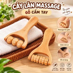 Lăn Massage gỗ cầm tay 3 bi trơn và Con lăn massage ngón tay Kinh tuyến 2 đầu 2026. LMS 2