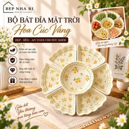 ️[ BepNhaRi ] BỘ BÁT MẶT TRỜI 45cm - Thắp Hương Gia tiên Họa tiết Hoa Cúc Vàng – SẮC VÀNG RỰC RỠ CHO MÂM CƠM 1