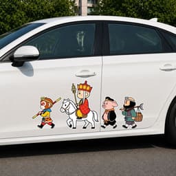 Sticker Chống Nước Hình Dán Thầy Trò Đường Tăng Dán Xe, Dán Trang Trí - chất liệu decal siêu nét,siêu bền, chống nước 2
