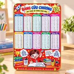 Bảng Cửu Chương, Bảng Thời Khóa Biểu Tráng Gương Cao Cấp - Tặng Bút Viết - KT 20x30cm - Quà Tặng Học Sinh - Bách Mộc 7