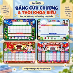 Bảng Cửu Chương, Bảng Thời Khóa Biểu [ TẶNG BÚT VIẾT ] In Tráng Gương  tiện lợi và ý nghĩa cho bé - Bách Mộc 1
