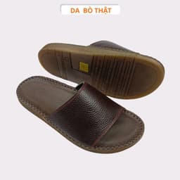 Dép nam quai ngang da bò mềm mại  đế doctor đúc dẻo êm chân  đơn giản không trang trí dễ vệ sinh dễ phối đồ 7