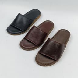 Dép nam quai ngang da bò mềm mại  đế doctor đúc dẻo êm chân  đơn giản không trang trí dễ vệ sinh dễ phối đồ 4