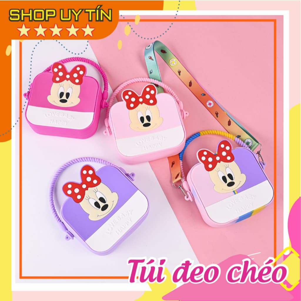 [size trung] Túi xách silicon hình mickey minnie 2 trong 1 cầm tay đeo chéo thời trang đựng bao bì lì xì, mỹ phẩm