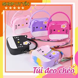 [size trung] Túi xách silicon hình hello kitty 2 trong 1 cầm tay đeo chéo thời trang đựng bao bì lì xì, mỹ phẩm 1