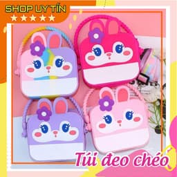 [size trung] Túi xách silicon hình thỏ hoa 2 trong 1 cầm tay đeo chéo thời trang đựng bao bì lì xì, mỹ phẩm 1