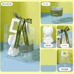 🎁 Set Quà Tặng 20/10 Ly Thuỷ Tinh Trong Suốt Cao Cấp – Kèm Ống Hút, Hộp Sang Trọng,Set Quà Tặng Ly Thuỷ Tinh 8