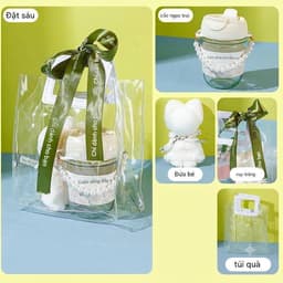 🎁 Set Quà Tặng 20/10 Ly Thuỷ Tinh Trong Suốt Cao Cấp – Kèm Ống Hút, Hộp Sang Trọng,Set Quà Tặng Ly Thuỷ Tinh 9