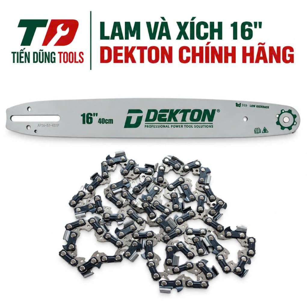 Lam, Xích 16 inch thay thế máy cho máy cưa xích Dekton M21-CS16BL và CX16PRO Chính Hãng