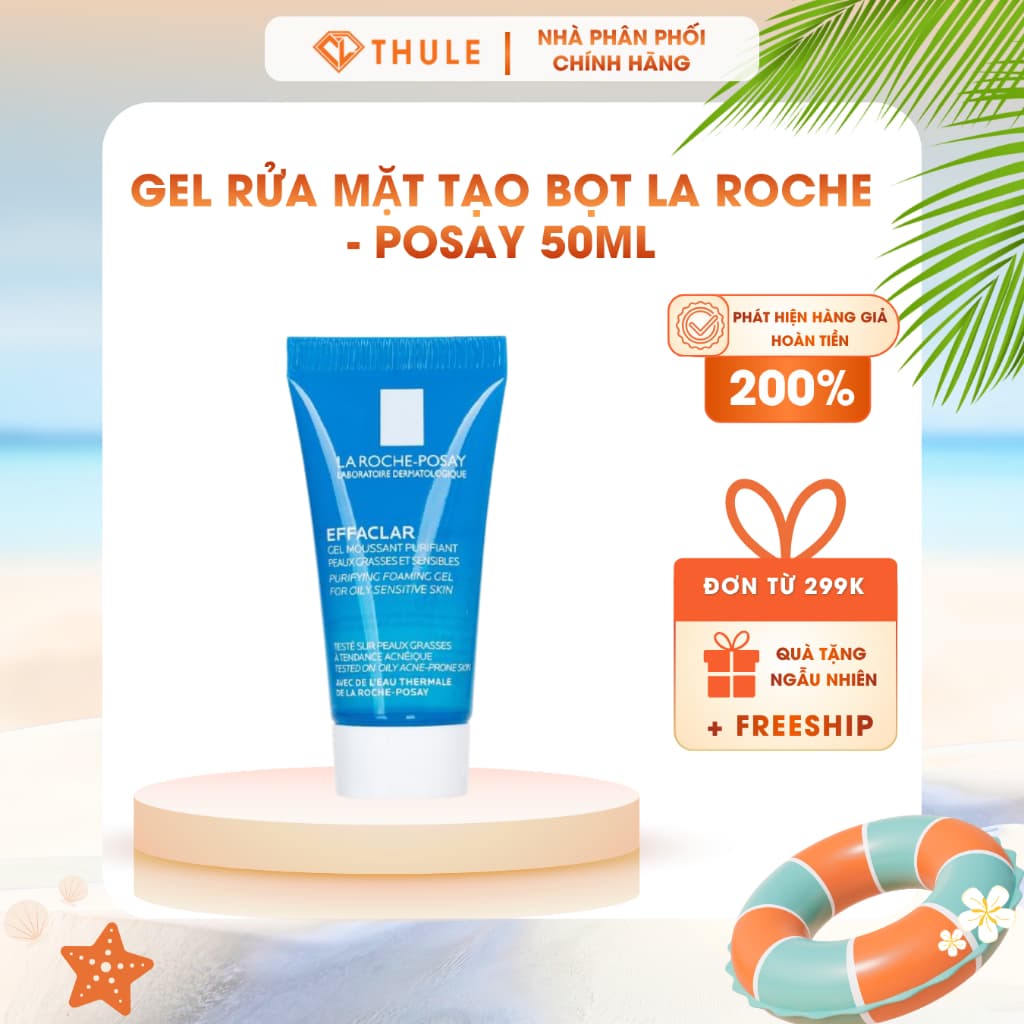 Gel Rửa Mặt La Roche-Posay Effaclar Purifying Foaming Gel 50ml Làm Sạch Dầu Thừa Da Dầu Da Hỗn Hợp