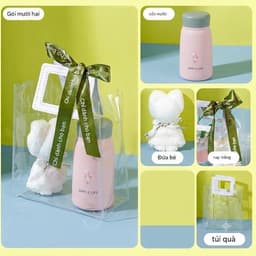 Quà Tặng 20/10 Nữ – Set Quà Tặng Gấu Bông Kèm Bình Nước Dễ Thương, Hộp Quà Xinh Xắn Căn Nhà Mơ 6