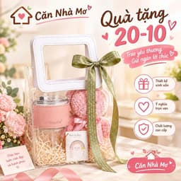 Quà Tặng 20/10 Nữ – Set Quà Tặng Gấu Bông Kèm Bình Nước Dễ Thương, Hộp Quà Xinh Xắn Căn Nhà Mơ 1