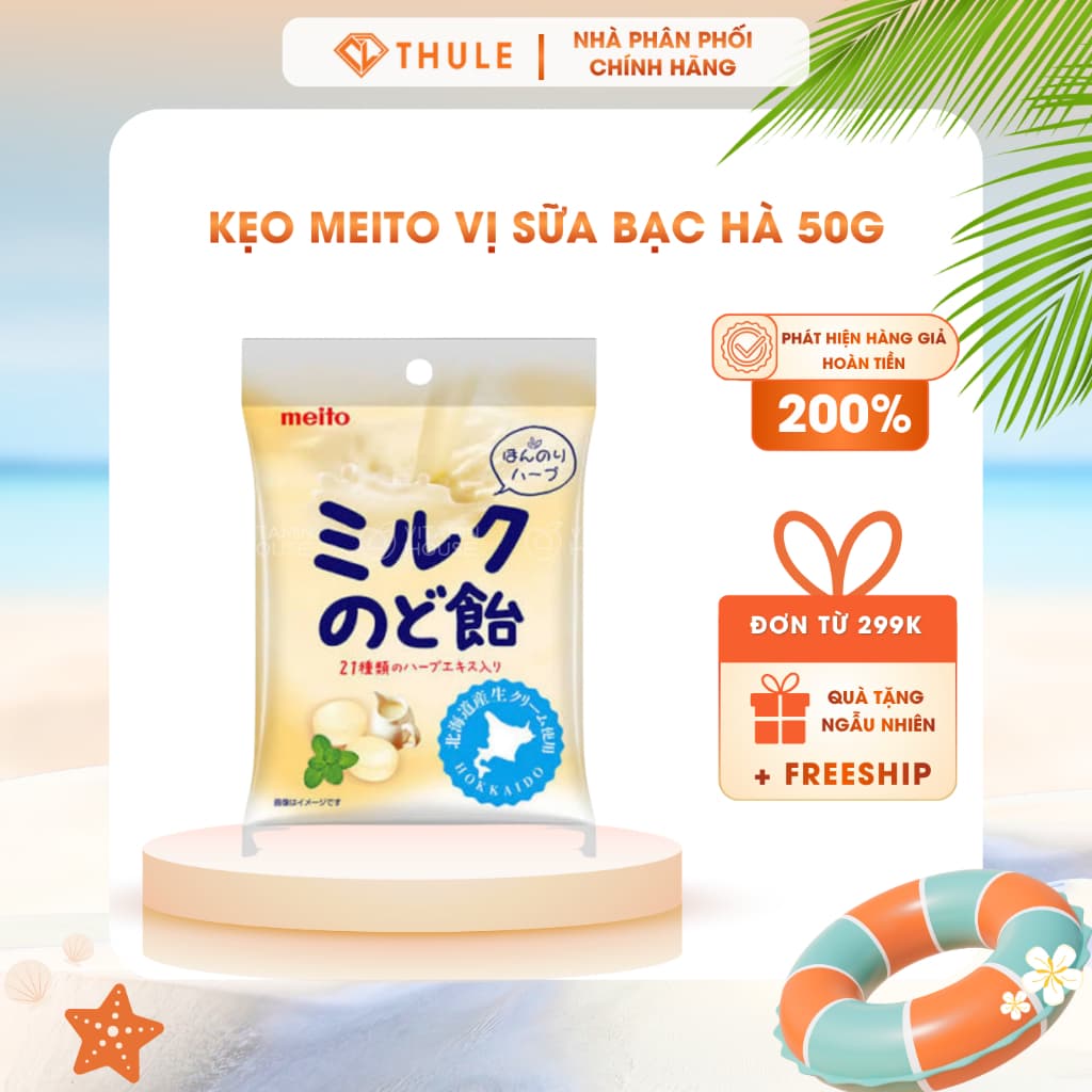 Kẹo Sữa Bạc Hà Meito 50g Nhật Bản – Candy Vị Sữa Thơm Béo Hương Bạc Hà The Mát