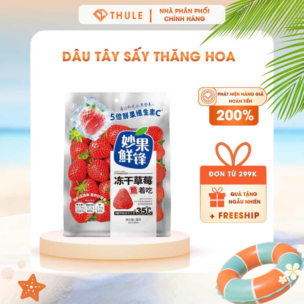 Dâu Tây Sấy Thăng Hoa 55g – Strawberry Freeze Dried Giòn Xốp Vị Chua Ngọt Món Ăn Vặt