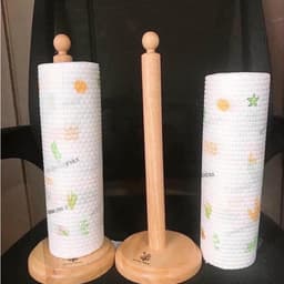 Cây Cọc Gỗ Để Cuộn Giấy Lau Đa Năng và Cuộn Giấy Lau Đa Năng In Hình Họa Tiết/ ComBo 3 Cuộn Túi Trong đựng Thực Phẩm. LM 4