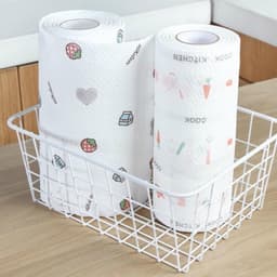 Cây Cọc Gỗ Để Cuộn Giấy Lau Đa Năng và Cuộn Giấy Lau Đa Năng In Hình Họa Tiết/ ComBo 3 Cuộn Túi Trong đựng Thực Phẩm. LM 7