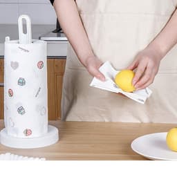 Cây Cọc Gỗ Để Cuộn Giấy Lau Đa Năng và Cuộn Giấy Lau Đa Năng In Hình Họa Tiết/ ComBo 3 Cuộn Túi Trong đựng Thực Phẩm. LM 8