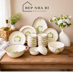 Bộ Bát Đĩa Gốm Sứ Họa Tiết Măng Cụt CAO CẤP Dùng Cho Bữa Ăn Gia Đình, Quà Tặng Tân Gia Ý Nghĩa 4