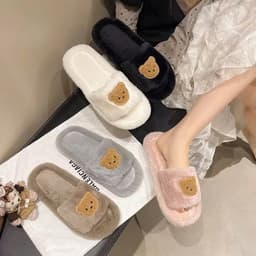 Dép lông quai ngang cute HOT TREND mùa đông dành cho nữ, dép bông mềm mại có thể đi ra ngoài DP 1