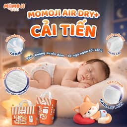 Combo 3 Tã Bỉm Dán/Quần Momoji Air Dry+ NB/S/M/L/XL/XXL/XXXL Êm Mềm Mịn, Siêu Mỏng, Siêu Khô Thoáng, An Toàn Cho Bé 2