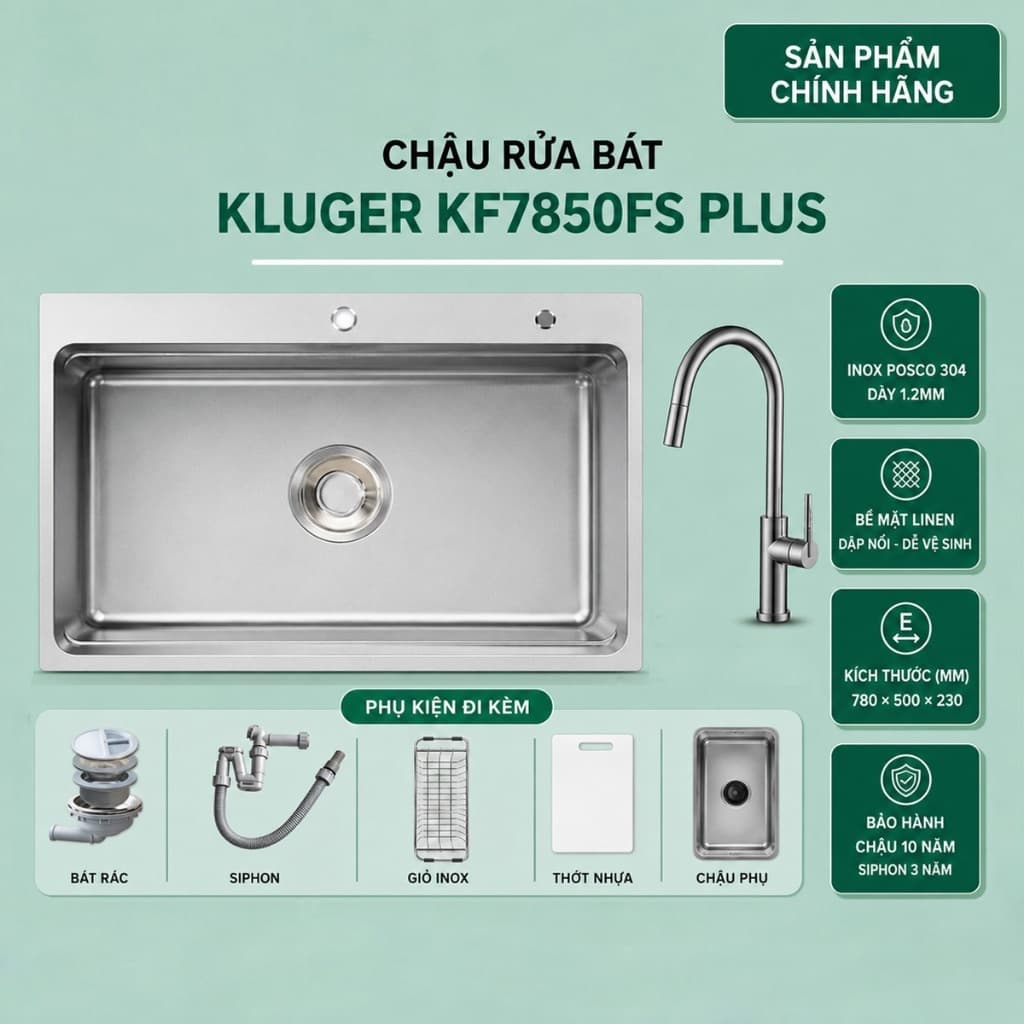 Chậu rửa bát Kluger KF7850FS Plus