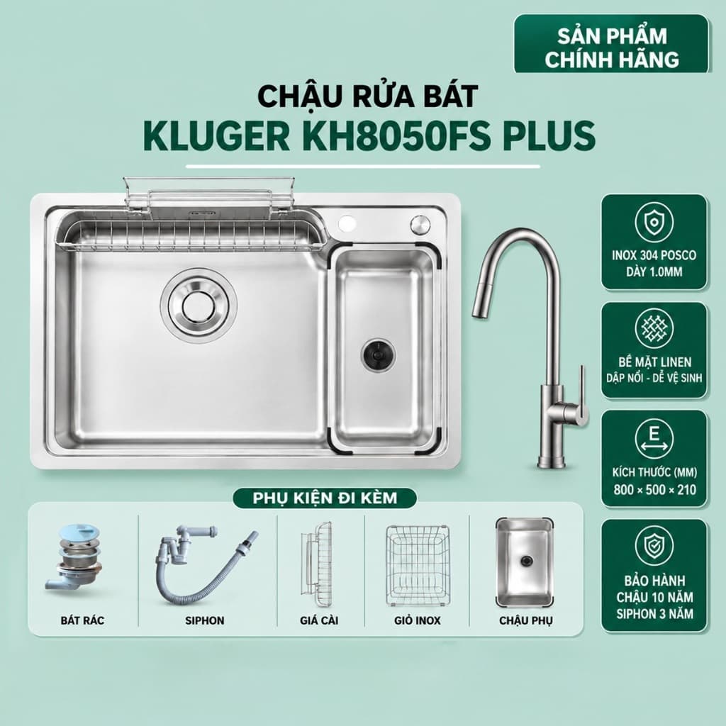 Chậu rửa bát Kluger KH8050FS Plus | HÀNG CHÍNH HÃNG