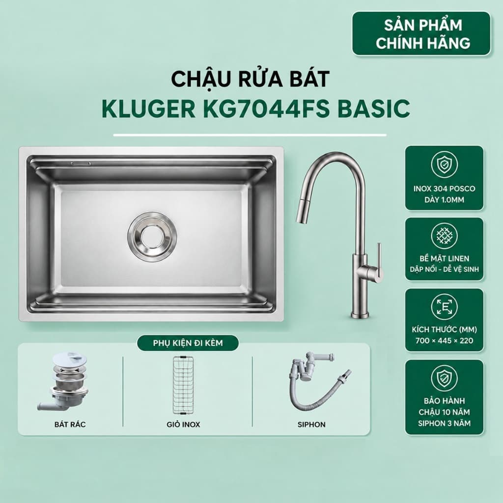 Chậu rửa bát Kluger KG7044FS Basic | Hàng chính hãng