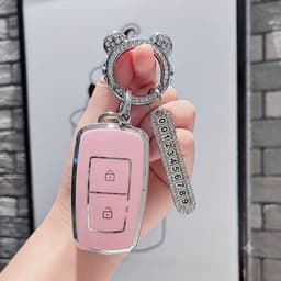 Ốp Khóa Vinfast VF3 Màu Hồng Chất Liệu TPU Cao Cấp Chống Bụi Bẩn Bảo Vệ Chìa Khóa 2