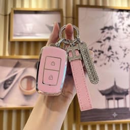 Ốp Khóa Vinfast VF3 Màu Hồng Chất Liệu TPU Cao Cấp Chống Bụi Bẩn Bảo Vệ Chìa Khóa 3