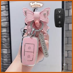 Ốp Khóa Vinfast VF3 Màu Hồng Chất Liệu TPU Cao Cấp Chống Bụi Bẩn Bảo Vệ Chìa Khóa 1