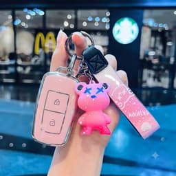 Ốp Khóa Vinfast VF3 Màu Hồng Chất Liệu TPU Cao Cấp Chống Bụi Bẩn Bảo Vệ Chìa Khóa 7