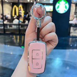 Ốp Khóa Vinfast VF3 Màu Hồng Chất Liệu TPU Cao Cấp Chống Bụi Bẩn Bảo Vệ Chìa Khóa 4
