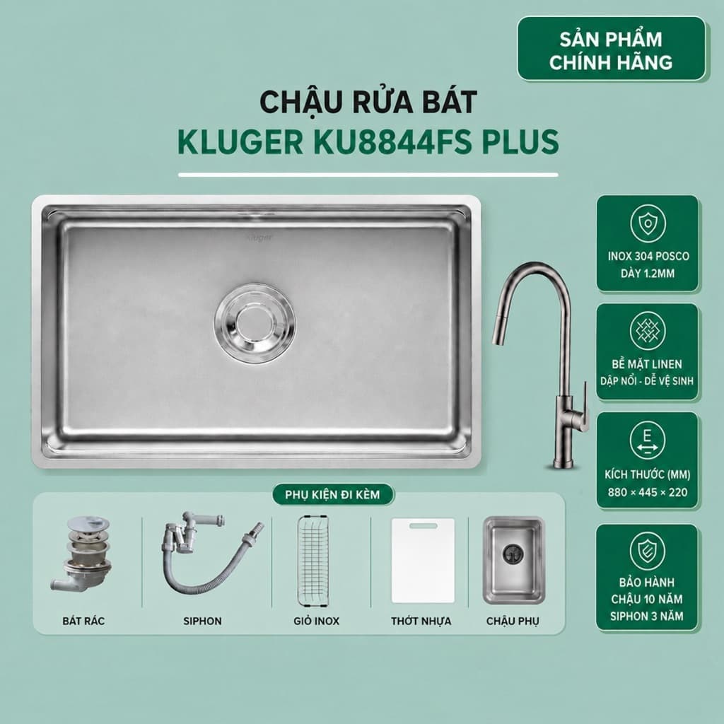 Chậu rửa bát Kluger KU8844FS Plus