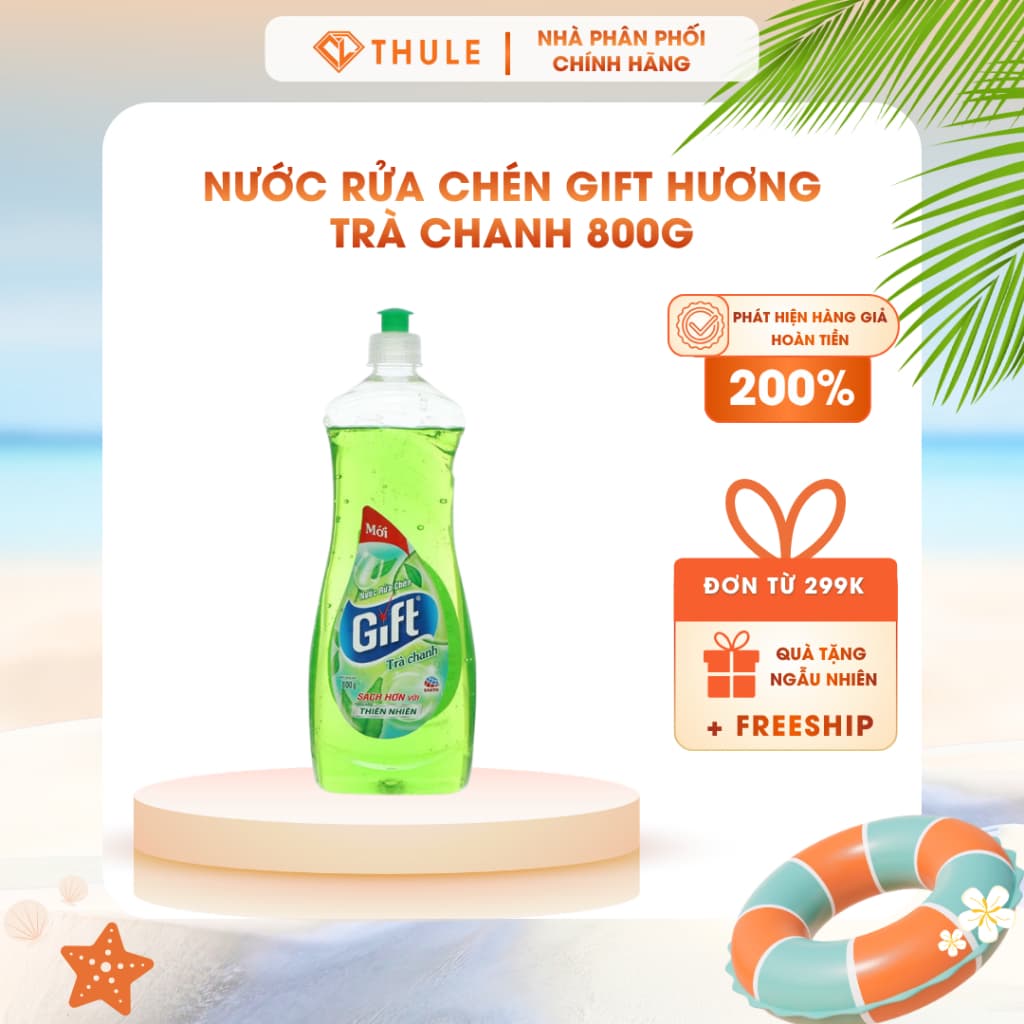 Nước Rửa Chén Gift Trà Chanh 800g – Nước Rửa Chén Gia Đình Làm Sạch Dầu Mỡ