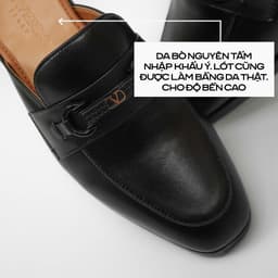 MULE LOAFER NAM DA ĐEN,FORM GIÀY THANH LỊCH,ĐIỂM NHẤN KHÓA KIM LOẠI HIỆN ĐẠI,ĐI LÀM HAY ĐI CHƠI ĐỀU HỢP S-7979 3