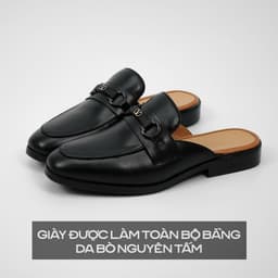MULE LOAFER NAM DA ĐEN,FORM GIÀY THANH LỊCH,ĐIỂM NHẤN KHÓA KIM LOẠI HIỆN ĐẠI,ĐI LÀM HAY ĐI CHƠI ĐỀU HỢP S-7979 4