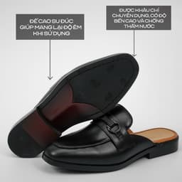 MULE LOAFER NAM DA ĐEN,FORM GIÀY THANH LỊCH,ĐIỂM NHẤN KHÓA KIM LOẠI HIỆN ĐẠI,ĐI LÀM HAY ĐI CHƠI ĐỀU HỢP S-7979 5