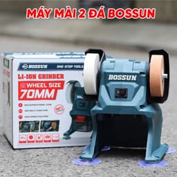 Máy Mài Đá BOSSUN BS-G7002 - Công Suất 150W, Đá Mài 70mm – Chân Pin Phổ Thông, Đá Mài Mịn và Đá Mài Thô, BH 6 Tháng 9