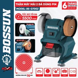 Máy Mài 2 Đá Mini Dùng Pin Bossun BS-G7002, Đường Kính Đá 7cm, Động Cơ Không Chổi Than, Chân Pin Phổ Thông m21 4cm 6