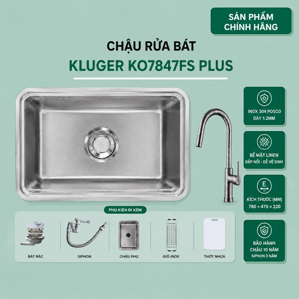 Chậu rửa bát Kluger KO7847FS Plus | Hàng chính hãng