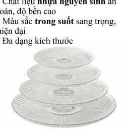 Set 5 Dĩa tròn xoáy HOKORI nhựa VIỆT NHẬT cao cấp. Trong suốt, đựng đồ ăn, hoa quả 1162/5 2