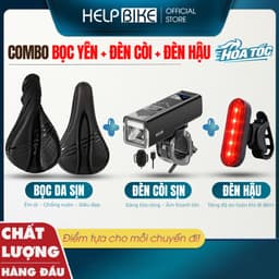 COMBO Bọc Yên Xe Đạp Da, Đèn Còi Xe Đạp 06 Sịn, Đèn Hậu Xe Đạp 04 - CBX1 1