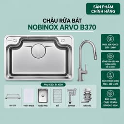 CHẬU RỬA BÁT 1 HỐ NOBINOX ARVO B370 1
