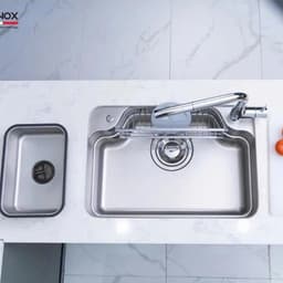 CHẬU RỬA BÁT 1 HỐ NOBINOX ARVO B370 4